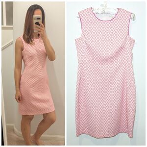 Shoshanna Pink White Diamond Print Sleeveless Shift Dress
